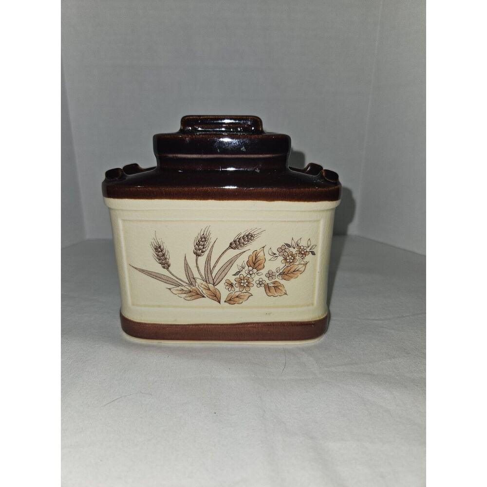 Vintage Wheat Pattern Ceramic Napkin Holder Kitchen Accessory Japan
